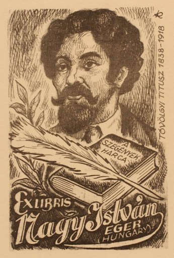 Exlibris by Jenö Kertes-Kollmann from Hungary for Istvan Nagy - Literature Portrait 