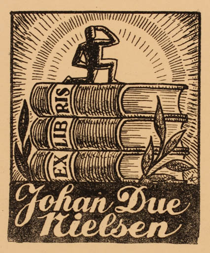 Exlibris by Jenö Kertes-Kollmann from Hungary for Johan Due Nielsen - Book 