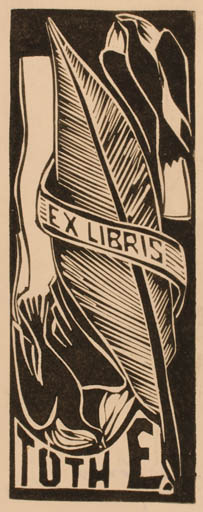 Exlibris by Jules Kones from Hungary for Erika Toth - Bird 