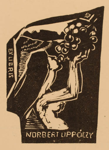 Exlibris by Marta Kopasz from Hungary for Ing. Nobert Lippóczy - Woman Wine 