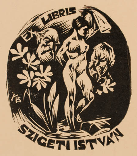 Exlibris by Bèla Korda from Hungary for Istvàn Szigeti - Woman Nude 