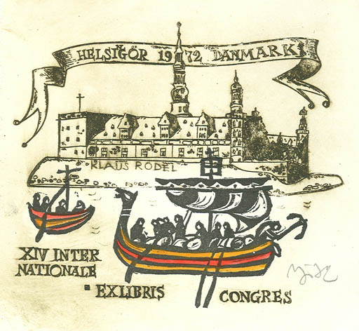 Exlibris by Valerijonas Vytautas Jucys from Lithuania for Klaus Rödel - Castle/Palace Exlibris Congress Maritime 