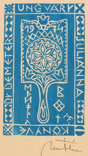 Exlibris by Ferenc I. Mathe from Hungary for Dr. Julianna Demeter - 