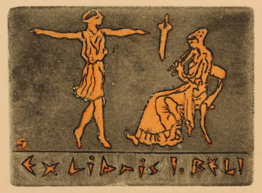 Exlibris by Tibor Moskal from Hungary for Istvan Beli - Dancing Music 