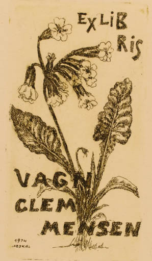 Exlibris by Tibor Moskal from Hungary for Vagn Åge Clemmensen - Flower 