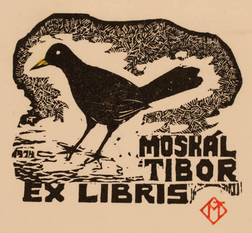 Exlibris by Tibor Moskal from Hungary for Tibor Moskal - Bird 