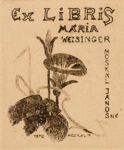 Exlibris by Tibor Moskal from Hungary for Maria Weisinger - Flower 