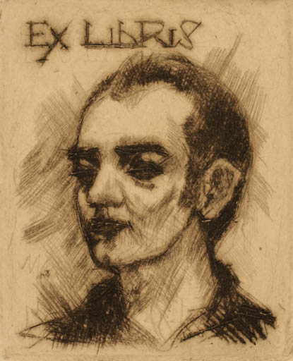 Exlibris by Tibor Moskal from Hungary for ? ? - Portrait 