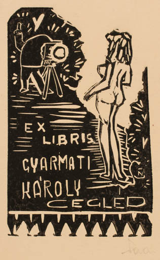 Exlibris by Istvan Nagy from Hungary for Karoly Gyarmati - Photography Woman Nude 