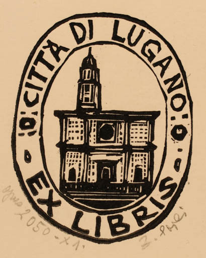 Exlibris by Zoltan Perei from Hungary for Citta di Lugano - Architecture 