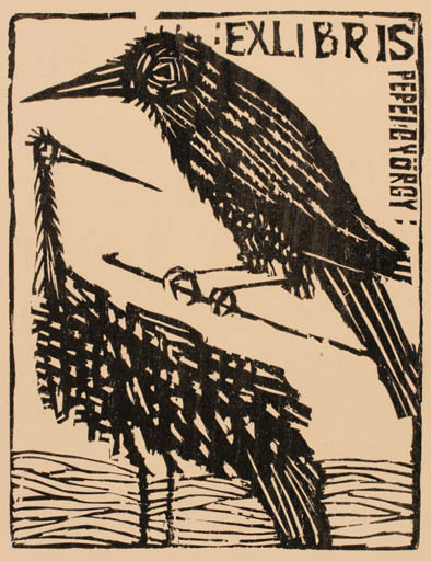 Exlibris by Zoltan Perei from Hungary for György Perei - Bird 