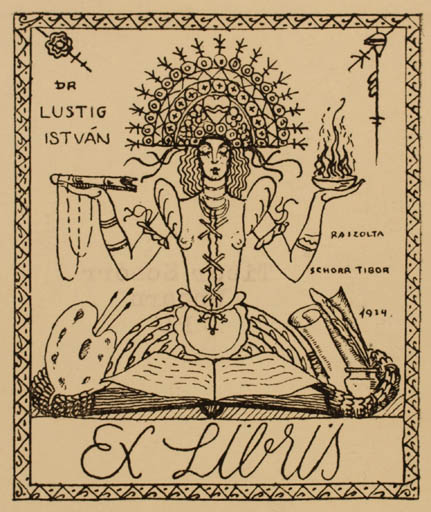 Exlibris by Tibor Schorr from Hungary for Dr. Istvan Lustig - 