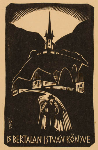 Exlibris by Bèla Gy Szabo from Hungary for Dr. Istvan Bertalan - Mountain Scenery/Landscape 