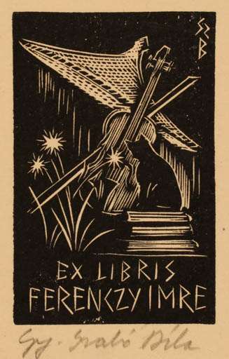 Exlibris by Bèla Gy Szabo from Hungary for Imre Ferenkzy - Book Cat Music 