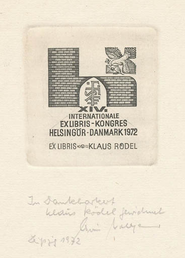 Exlibris by Oswin Volkamer from Germany for Klaus Rödel - Exlibris Congress 