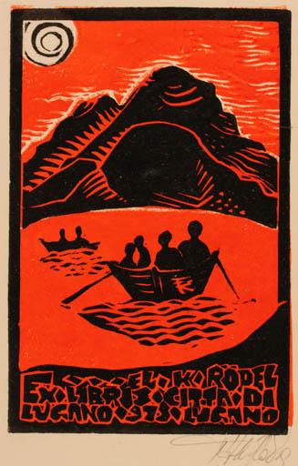 Exlibris by Rozsa Toth from Hungary for Klaus Rödel - Mountain Exlibris Congress Ship/Boat 