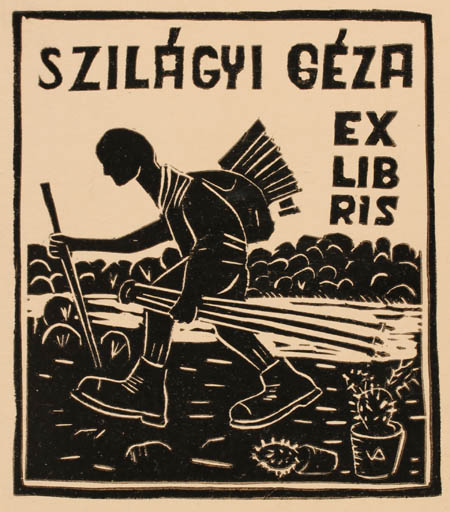 Exlibris by Antal Varga from Hungary for Gezaek Szilagyi - Man 