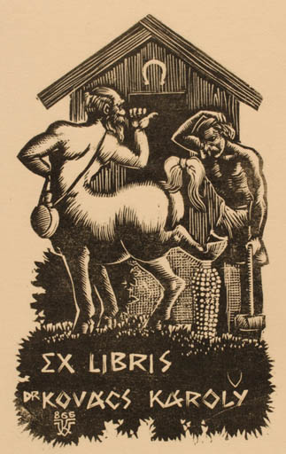 Exlibris by Kàroly Vàroknyi from Hungary for Dr. Karoly Kovacs - Working Fable Animal 