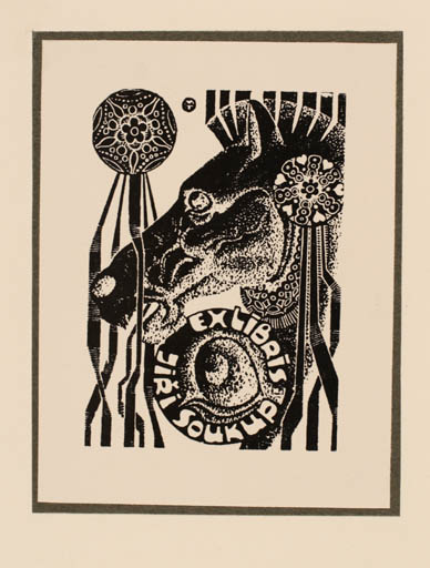 Exlibris by Michail Toshkoff from Bulgaria for Ing. Jiri Soukup - Fauna Horse 