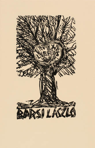 Exlibris by Kàroly Andrusko from Yugoslavia for Laszlo Barsi - Flora Tree 