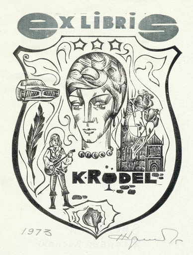 Exlibris by Wasili Sheribor from Soviet Union for Klaus Rödel - 