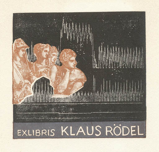 Exlibris by Kaljo Pöller from Estonia for Klaus Rödel - Science 