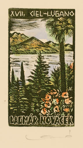 Exlibris by Kàroly Andrusko from Yugoslavia for Dagmar Novacek - Mountain Exlibris Congress Flora Scenery/Landscape 