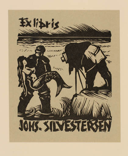 Exlibris by Kàroly Andrusko from Yugoslavia for Johs. Sylvestersen - Photography Mermaid Man Maritime 