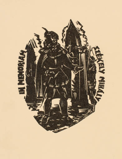 Exlibris by Kàroly Andrusko from Yugoslavia for Mihaly Szekely - Man Knight 