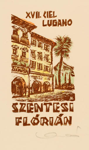 Exlibris by Kàroly Andrusko from Yugoslavia for Florian Szentesi - Architecture Exlibris Congress 