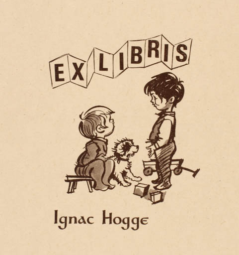 Exlibris by Duro Seder from Croatia for Ignac Hogge - Child Dog 