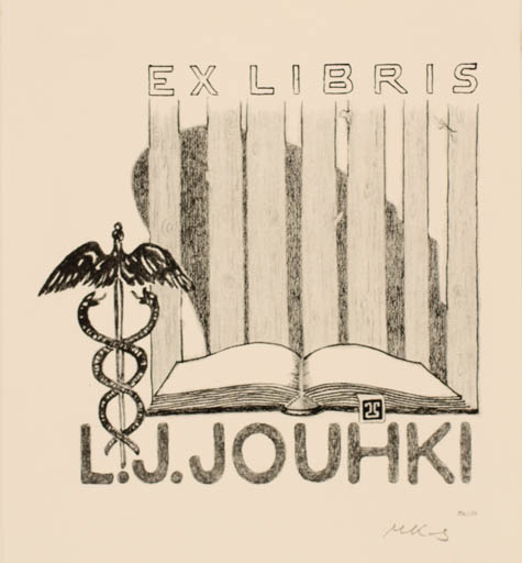 Exlibris by Mirjam Kinos from Finland for L. J. Jouhki - Book Medicine 