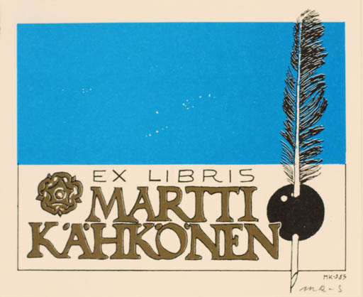 Exlibris by Mirjam Kinos from Finland for Martti Kähkönen - Text/Writing 