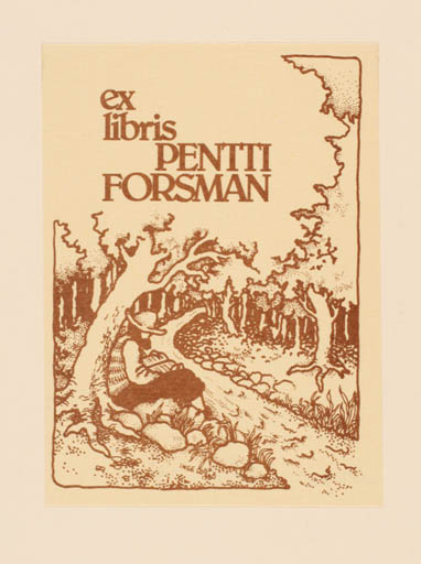 Exlibris by Inge Löök from Finland for Pentti Forsman - Man Forest 