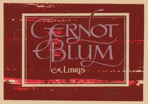 Exlibris by Hannu Paalasmaa from Finland for Dr. Gernot Blum - Text/Writing 