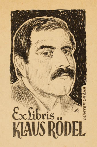 Exlibris by Jenö Kertes-Kollmann from Hungary for Klaus Rödel - Literature Portrait 