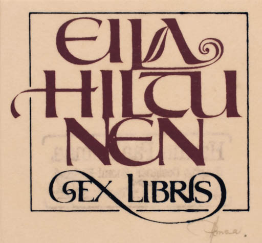 Exlibris by Hannu Paalasmaa from Finland for Eila Hiltunen - Text/Writing 