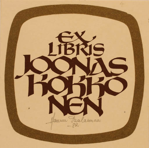 Exlibris by Hannu Paalasmaa from Finland for Joonas Kokkonen - Text/Writing 