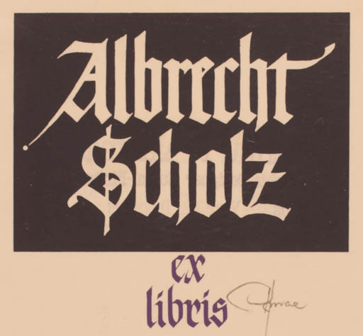 Exlibris by Hannu Paalasmaa from Finland for Dr. Albrecht Scholz - Text/Writing 