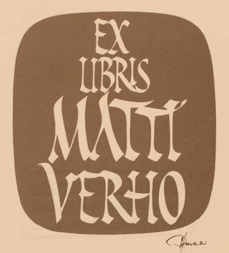 Exlibris by Hannu Paalasmaa from Finland for Matti Verho - Text/Writing 