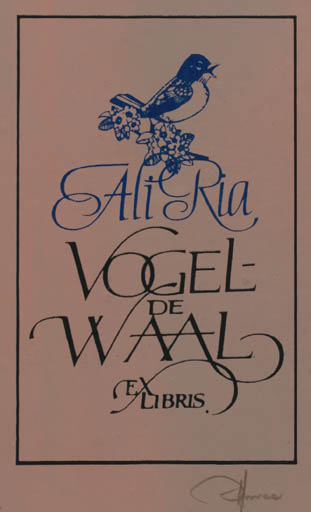 Exlibris by Hannu Paalasmaa from Finland for Ali Ria Vogel de Wal - Bird 