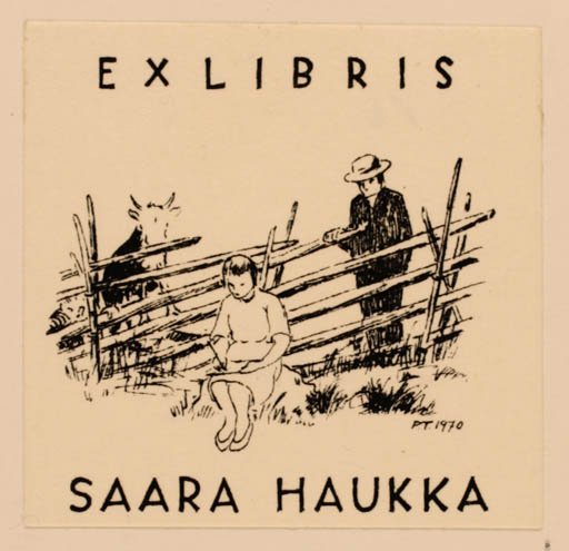 Exlibris by Pekka Törmä from Finland for Saara Haukka - Fauna Couple 