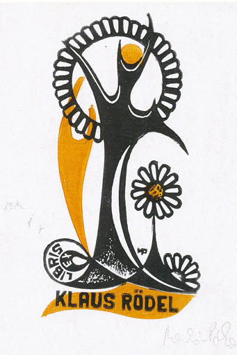 Exlibris by Anna-Pòka Meskò from Hungary for Klaus Rödel - Abstract Flora 