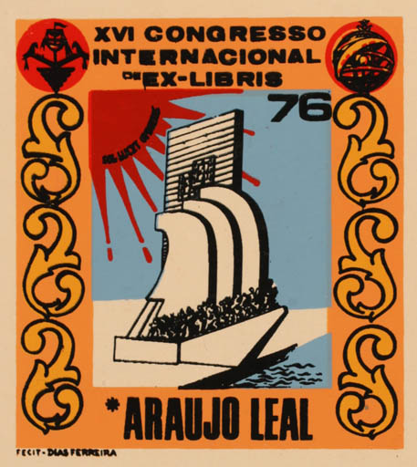 Exlibris by Eduardo Dias Ferreira from Portugal for ? Araujo Leal - Exlibris Congress Sun 