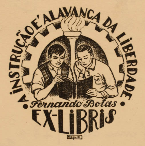 Exlibris by D. Raguel Rogue Gameiro from Portugal for Fernando Botas - Book Man 