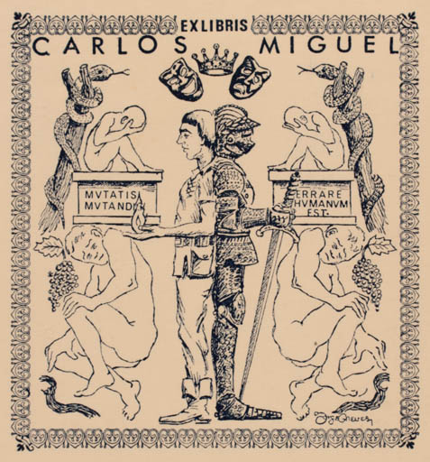 Exlibris by Jorge Neves from Portugal for Carlos Miguel - 