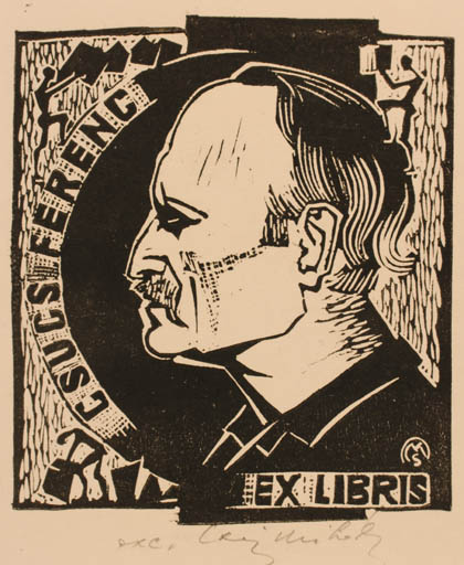 Exlibris by Mihaly Csiby from Hungary for Ferenc Csucs - Portrait 