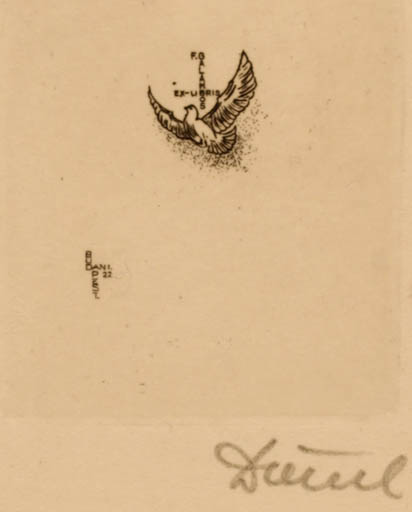 Exlibris by Victor Dàniel from Hungary for Galambos Ferenc - Bird 