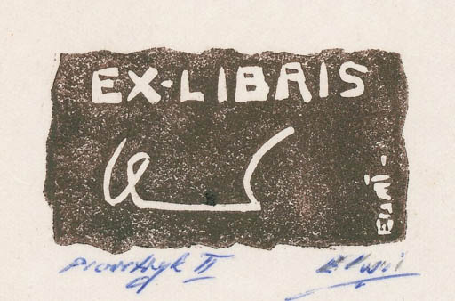 Exlibris by Börge Elwi Carlson from Sweden for Klaus Rödel - Text/Writing 