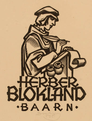 Exlibris by Istvàn Drahos from Hungary for Herber Blokland - Man 